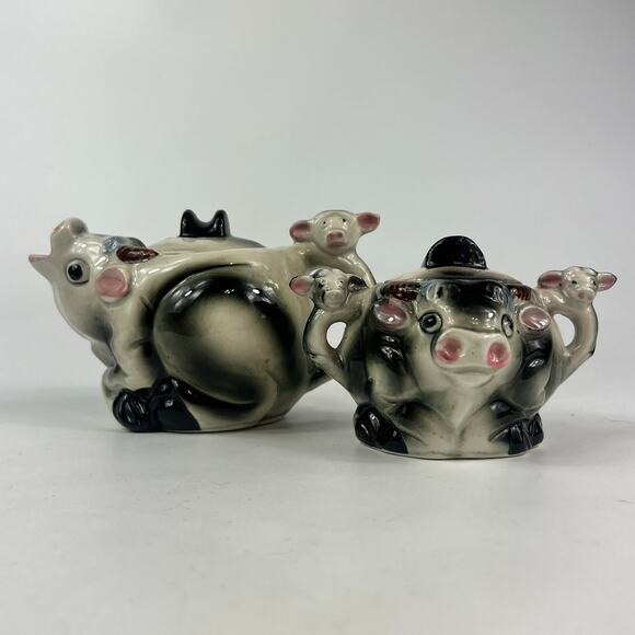 Unbranded Other - Vintage Kitsch Cow Tea Pot Sugar Bowl Set Unique Gift Novelty Bull Animal Retro
